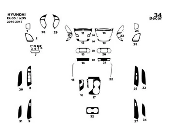 Hyundai ix35 2010-2013 3D Interior Dashboard Trim Kit Dash Trim Dekor 34-Parts - 1 - Interior Dash Trim Kit