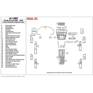 Honda Accord 2001-2002 4 Doors, Full Set, 29 Parts set Interior BD Dash Trim Kit 2