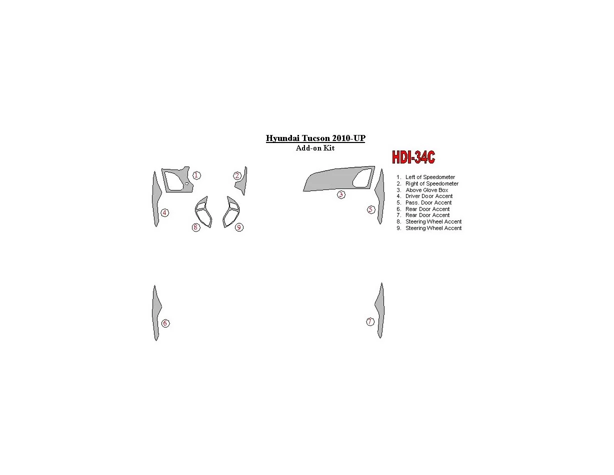 Hyundai ix35 2010-UP additional kit Interior BD Dash Trim Kit - 1 - Interior Dash Trim Kit