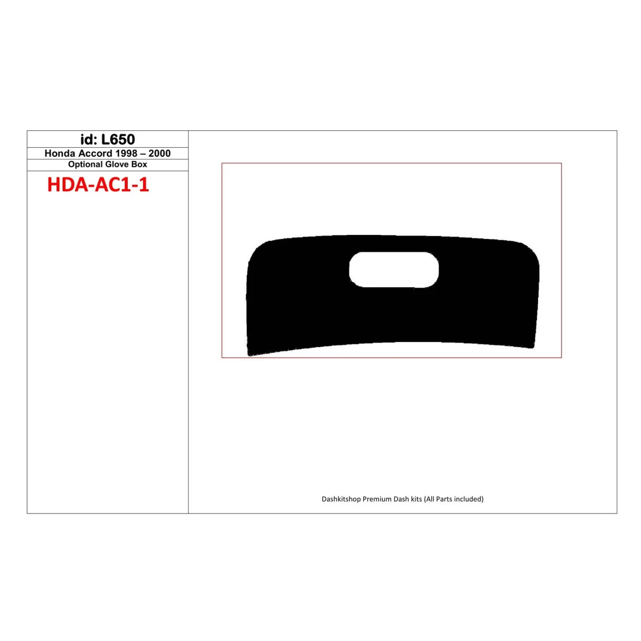 Honda Accord 2001-2002 glowe-box, 1 Parts set Interior BD Dash Trim Kit