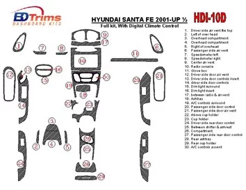 Hyundai Santa Fe 2001-2002 Full Set, With Automatic Climate Control, 30 Parts set Interior BD Dash Trim Kit - 1 - Interior Dash 
