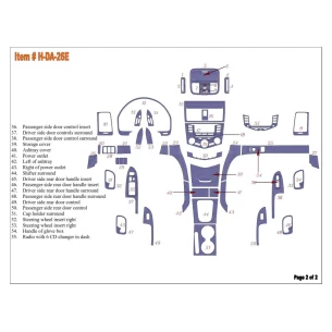 Honda Accord 2003-2007 Full Set, Automatic A/C Control, Without NAVI system, 4 Doors Interior BD Dash Trim Kit 2
