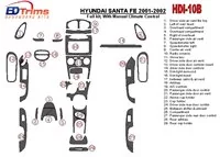 Hyundai Santa Fe 2001-2002 Full Set, With Manual Gearbox, Climate Control, 29 Parts set Interior BD Dash Trim Kit - 1 - Interior Hyundai Santa Fe 2001-2002 Full Set, With Manual Gearbox, Climate Control, 29 Parts set Interior BD Dash Trim Kit - 1 - Interior