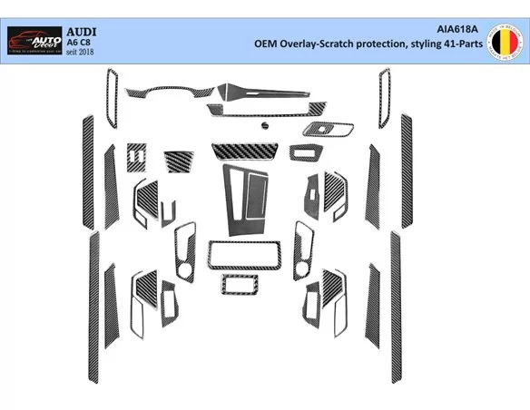 Audi A6 C8 seit 2018 3D Interior Dashboard Trim Kit Dash Trim Dekor 41-Parts - 1 - Interior Dash Trim Kit