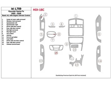 Hyundai Santa Fe 2005-2006 Basic Set, With Automatic Climate Control Interior BD Dash Trim Kit - 1 - Interior Dash Trim Kit