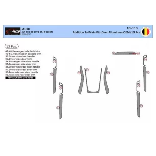 Audi A4 B8 Typ 8K 2009-2015 3D Interior Dashboard Trim Kit WHZ Dash Trim Dekor 13-Parts 2