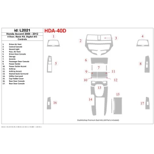 Honda Accord 2008-2012 4 Doors, Basic Set, Automatic AC Control Interior BD Dash Trim Kit