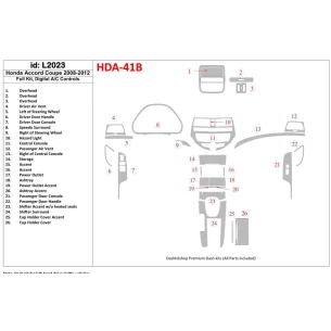 Honda Accord 2008-2012 Full Set, 2 Doors (Coupe), Automatic AC Control Interior BD Dash Trim Kit