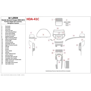 Honda Accord 2008-2012 Full Set, 2 Doors (Coupe), Automatic AC Control, With NAVI system Interior BD Dash Trim Kit