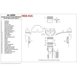 Honda Accord 2008-2012 Full Set, 2 Doors (Coupe), Manual Gearbox AC Control Interior BD Dash Trim Kit