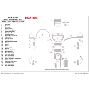 Honda Accord 2008-2012 Full Set, 4 Doors, Automatic AC Control Interior BD Dash Trim Kit