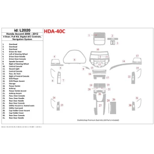 Honda Accord 2008-2012 Full Set, 4 Doors, Automatic AC Control, With NAVI system Interior BD Dash Trim Kit