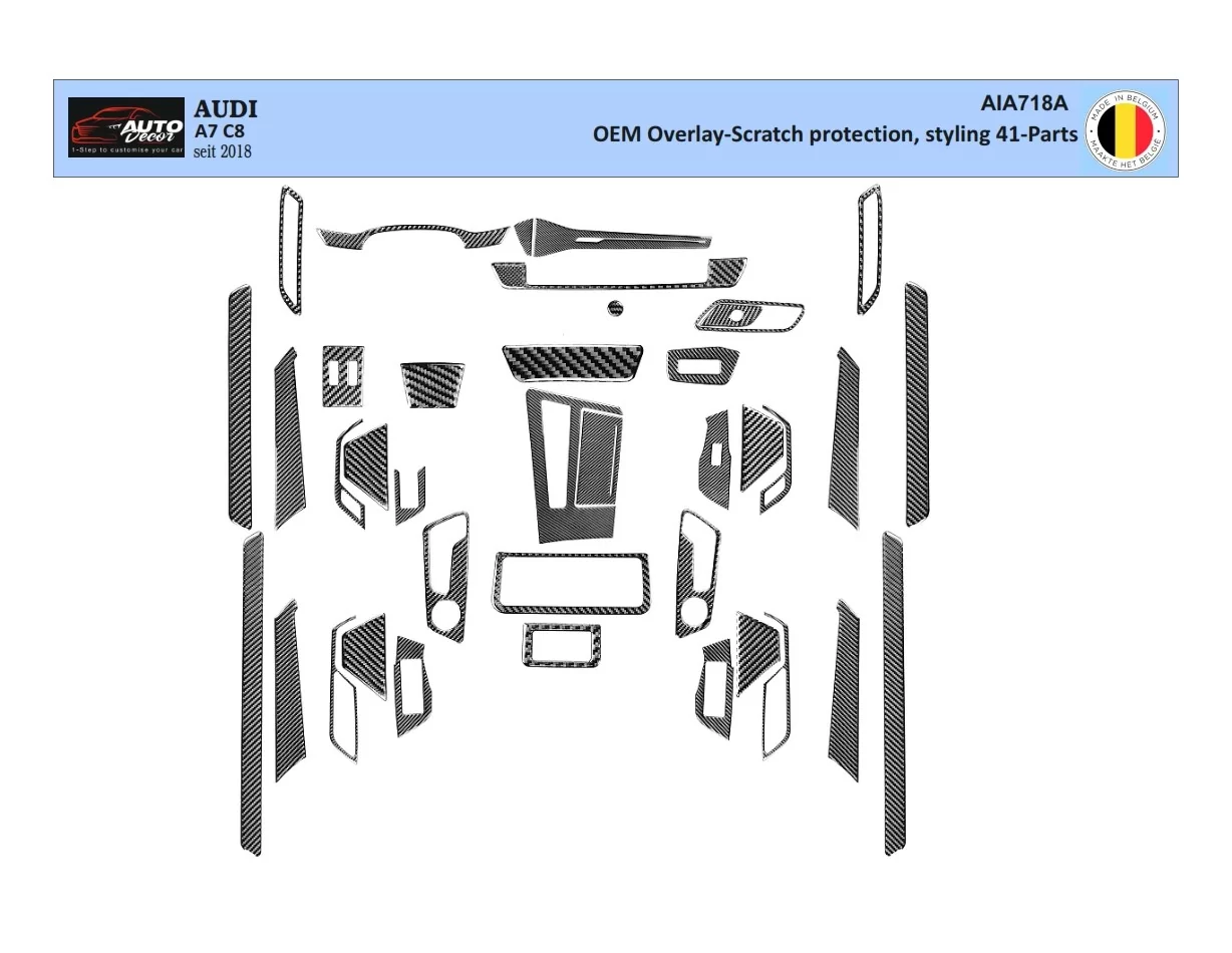 Audi A7 C8 seit 2018 3D Interior Dashboard Trim Kit Dash Trim Dekor 41-Parts - 1 - Interior Dash Trim Kit
