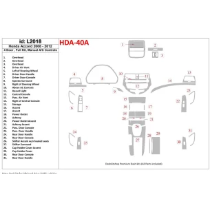 Honda Accord 2008-2012 Full Set, 4 Doors, Manual Gearbox AC Control Interior BD Dash Trim Kit