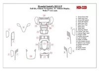 Hyundai Santa Fe 2013-UP Full Set, Without NAVI, Climate-Control Without Display, With 3 row seats Interior BD Dash Trim Kit - 1