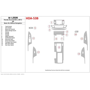 Honda Accord 2013-UP Basic Set, Without NAVI Interior BD Dash Trim Kit