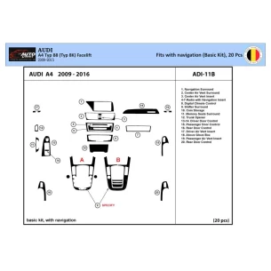 Audi A4 B8 Typ 8K 2009-2015 3D Interior Dashboard Trim Kit WHZ Dash Trim Dekor 20-Parts 2