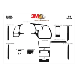 Honda Accord Japan 06.98-02.02 3D Interior Dashboard Trim Kit Dash Trim Dekor 14-Parts 2