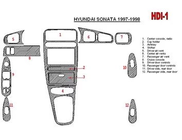 Hyundai Sonata 1997-1998 Full Set, 12 Parts set Interior BD Dash Trim Kit - 1 - Interior Dash Trim Kit