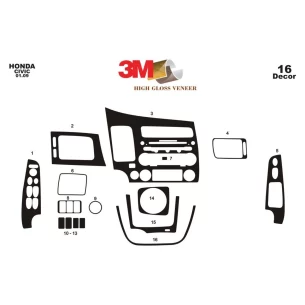 Honda Civic 06.06-12.11 3D Interior Dashboard Trim Kit Dash Trim Dekor 16-Parts 2
