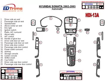 Hyundai Sonata 2002-2005 For Automatic Gear Interior BD Dash Trim Kit - 1 - Interior Dash Trim Kit