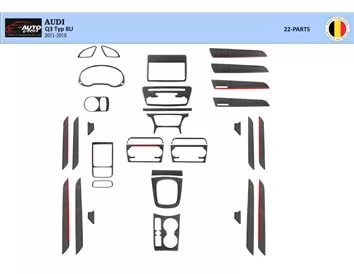Audi Q3 8U 2011–2018 3D Interior Dashboard Trim Kit Dash Trim Dekor 22-Parts - 1 - Interior Dash Trim Kit