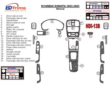 Hyundai Sonata 2002-2005 For Manual Gear Box Interior BD Dash Trim Kit - 1 - Interior Dash Trim Kit