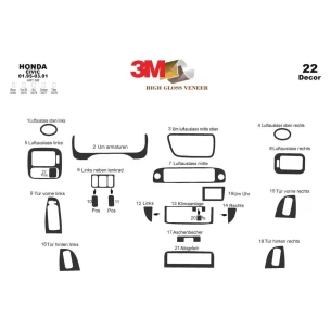 Honda Civic 09.95-03.01 3D Interior Dashboard Trim Kit Dash Trim Dekor 22-Parts 2