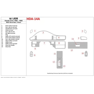 Honda Civic 1992-1995 2 Doors, With glowe-box Interior BD Dash Trim Kit 2