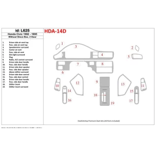 Honda Civic 1992-1995 4 Doors, Without glowe-box Interior BD Dash Trim Kit 2