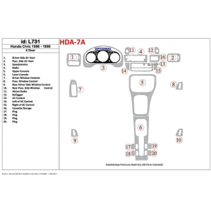 Honda Civic 1996-1998 4 Doors, Full Set, 20 Parts set Interior BD Dash Trim Kit