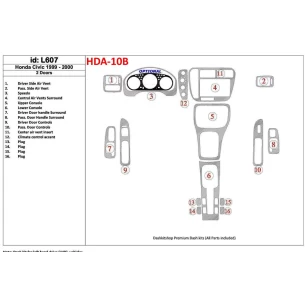 Honda Civic 1999-2000 2 Doors 16 Parts set Interior BD Dash Trim Kit
