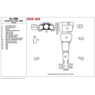 Honda Civic 1999-2000 4 Doors 16 Parts set Interior BD Dash Trim Kit