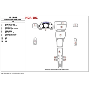 Honda Civic 1999-2000 DX, 13 Parts set Interior BD Dash Trim Kit
