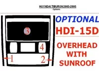 Hyundai Tiburon 2003-2005 Overhead With sunroof, 4 Parts set Interior BD Dash Trim Kit - 1 - Interior Dash Trim Kit Hyundai Tiburon 2003-2005 Overhead With sunroof, 4 Parts set Interior BD Dash Trim Kit - 1 - Interior Dash Trim Kit