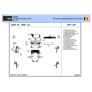 Audi A4 B8 Typ 8K 2009-2015 3D Interior Dashboard Trim Kit WHZ Dash Trim Dekor 22-Parts 2