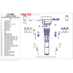 Honda Civic 2002-2002 Automatic Gearbox, 2 or 4 Doors, Without glowe-box, 34 Parts set Interior BD Dash Trim Kit