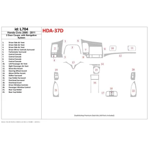 Honda Civic 2006-2011 2 Doors, With NAVI system Interior BD Dash Trim Kit 2