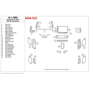 Honda Civic 2012-UP Sedan, With NAVI Interior BD Dash Trim Kit