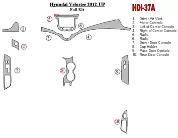 Hyundai Veloster 2012-UP Full Set Interior BD Dash Trim Kit - 1 - Interior Dash Trim Kit