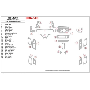 Honda Civic 2012-UP Sedan, Without NAVI Interior BD Dash Trim Kit 2