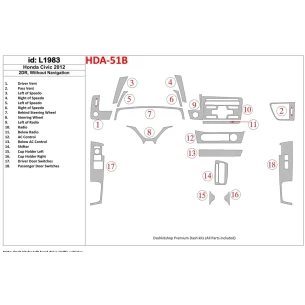 Honda Civic 2012-UP Without NAVI Interior BD Dash Trim Kit 2