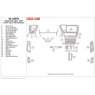 Honda Civic 2013-UP Full Set, 4 Doors, With NAVI Interior BD Dash Trim Kit 2