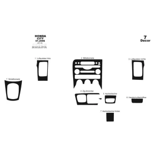 Honda Civic City 01.06-09.10 3D Interior Dashboard Trim Kit Dash Trim Dekor 7-Parts