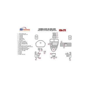 Honda Civic SI 2002-UP SI Model Interior BD Dash Trim Kit 2
