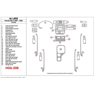 Honda CR-V 1997-1998 Full Set, 27 Pieces, Interior BD Dash Trim Kit 2
