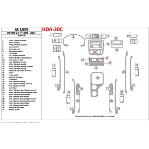 Honda CR-V 1999-2001 Full Set, 33 Parts set Interior BD Dash Trim Kit 2