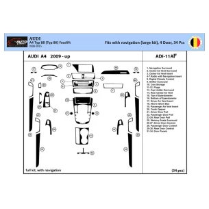 Audi A4 B8 Typ 8K 2009-2015 3D Interior Dashboard Trim Kit WHZ Dash Trim Dekor 34-Parts 2