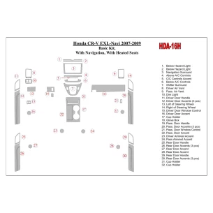 Honda CR-V 2007-2009 Basic Set, With NAVI,with Heated Seats Interior BD Dash Trim Kit 2