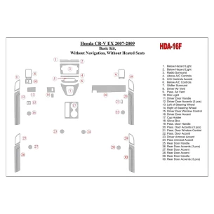 Honda CR-V 2007-2009 Basic Set, Without NAVI, Without Heated Seats Interior BD Dash Trim Kit 2